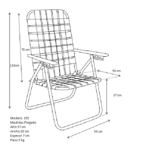 Reposera Eclipse 255 Azul  7/8  - 4 Posiciones
