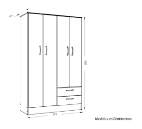 Placard Ricchezze Tana Eco 4P Moccha Ancho 113 Cm
