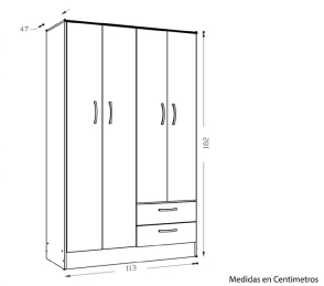 Placard Ricchezze Tana Eco 4P Nevada Ancho 113 Cm