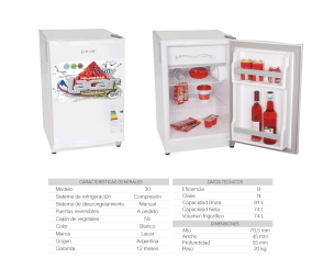 Heladera Lacar 30 - 81 Litros  Frigobar Blanca
