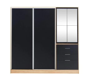 Placard Ricchezze Murano 4P 4C Hickory/N c/Es