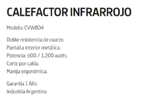 Estufa Whitenblack CVWB04 600-1200W