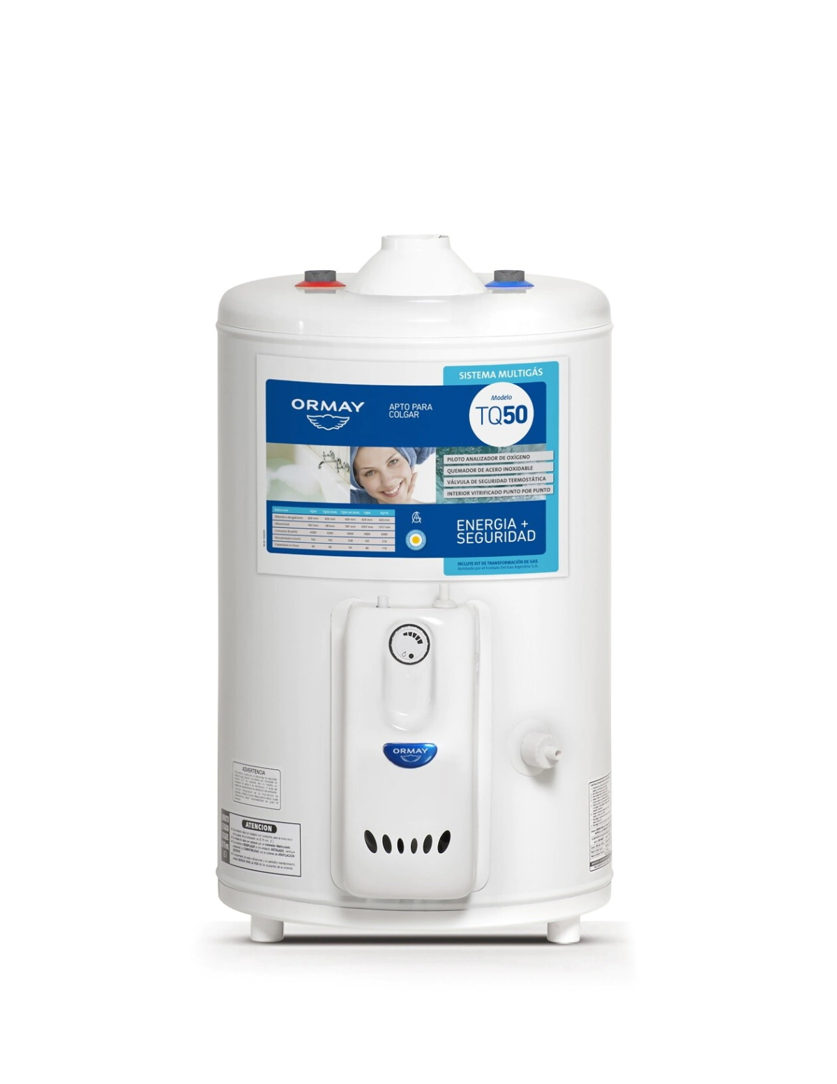 Termotanque 50L Ormay TQ50  Con. Superior Colgar y apoyar 