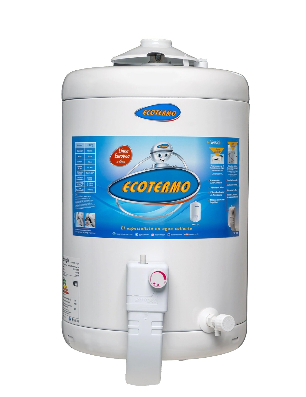 Termotanque 51L Ecotermo C/Inferior Colgar 