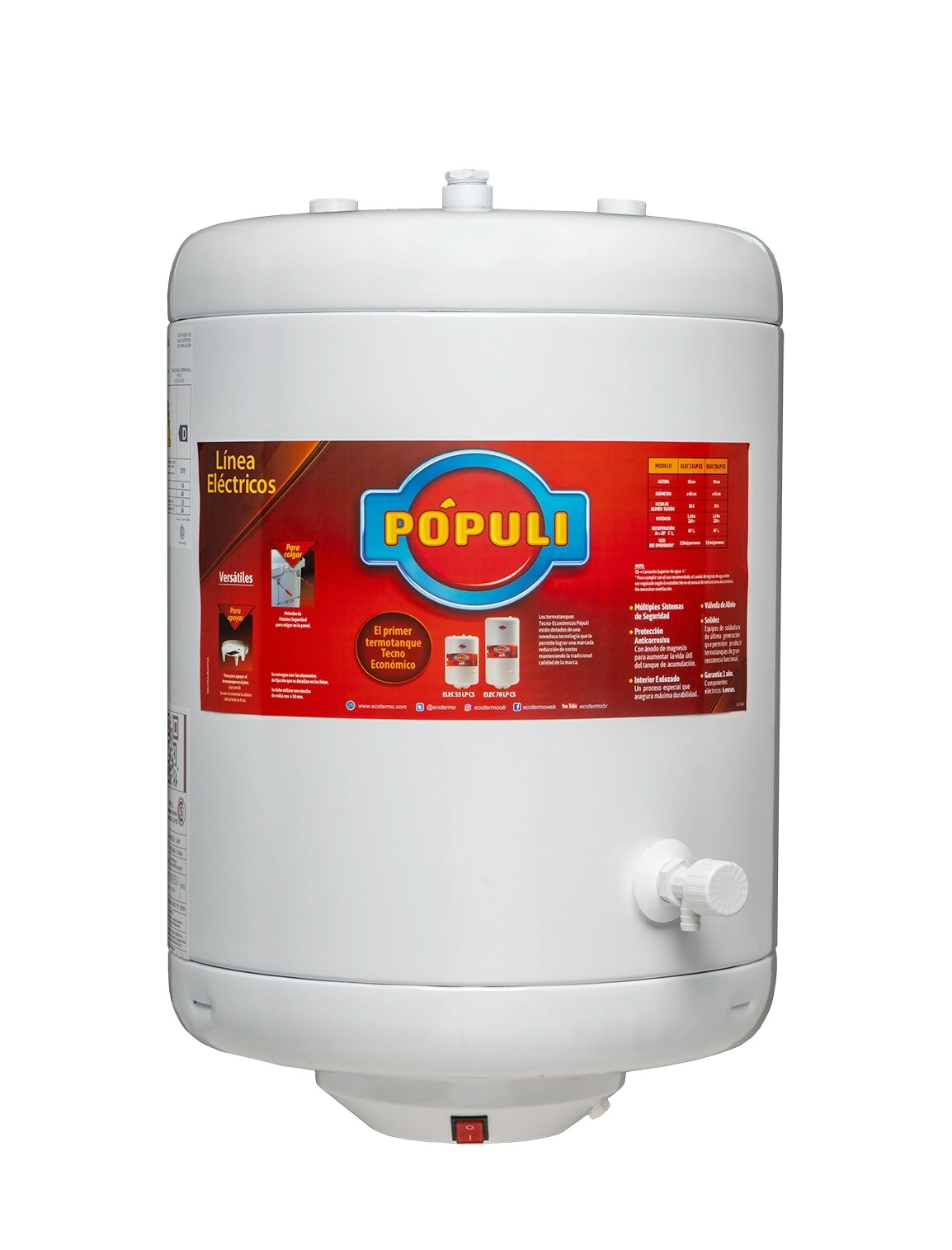 Termotanque Elec. 53L Populi C/Superior Colgar 