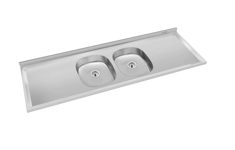 Mesada Acero 1,40 Duranox  2 Bacha Ovales 