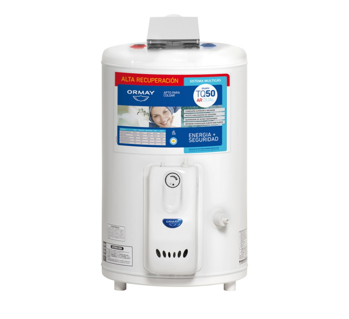 Termotanque 50L Ormay TQ50AR  Alta Recup. - Dual  