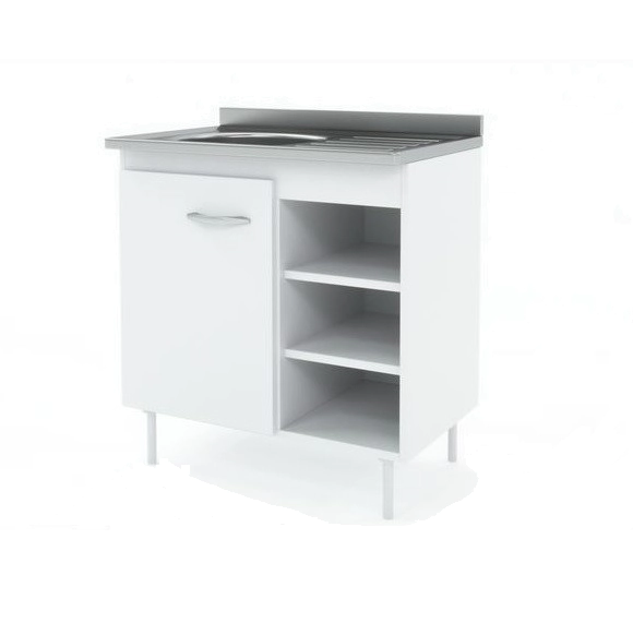 Bajo Mesada 0,80 Delos Blanco  1 Puerta 3 Estantes 