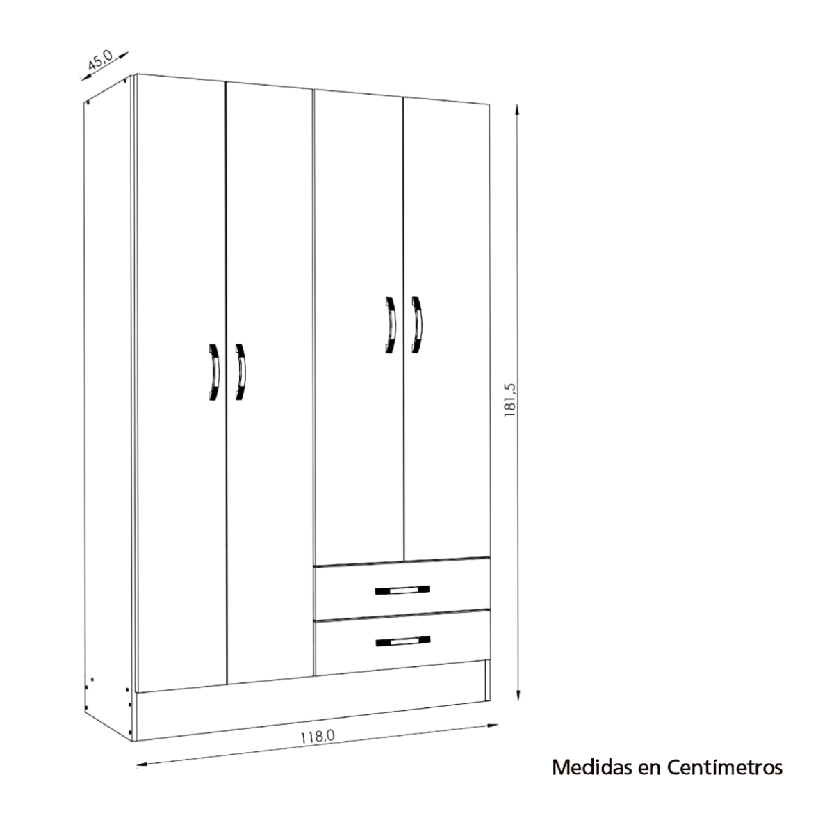 Placard Ricchezze Benevento 4P Moro - 1.20 Mtrs 