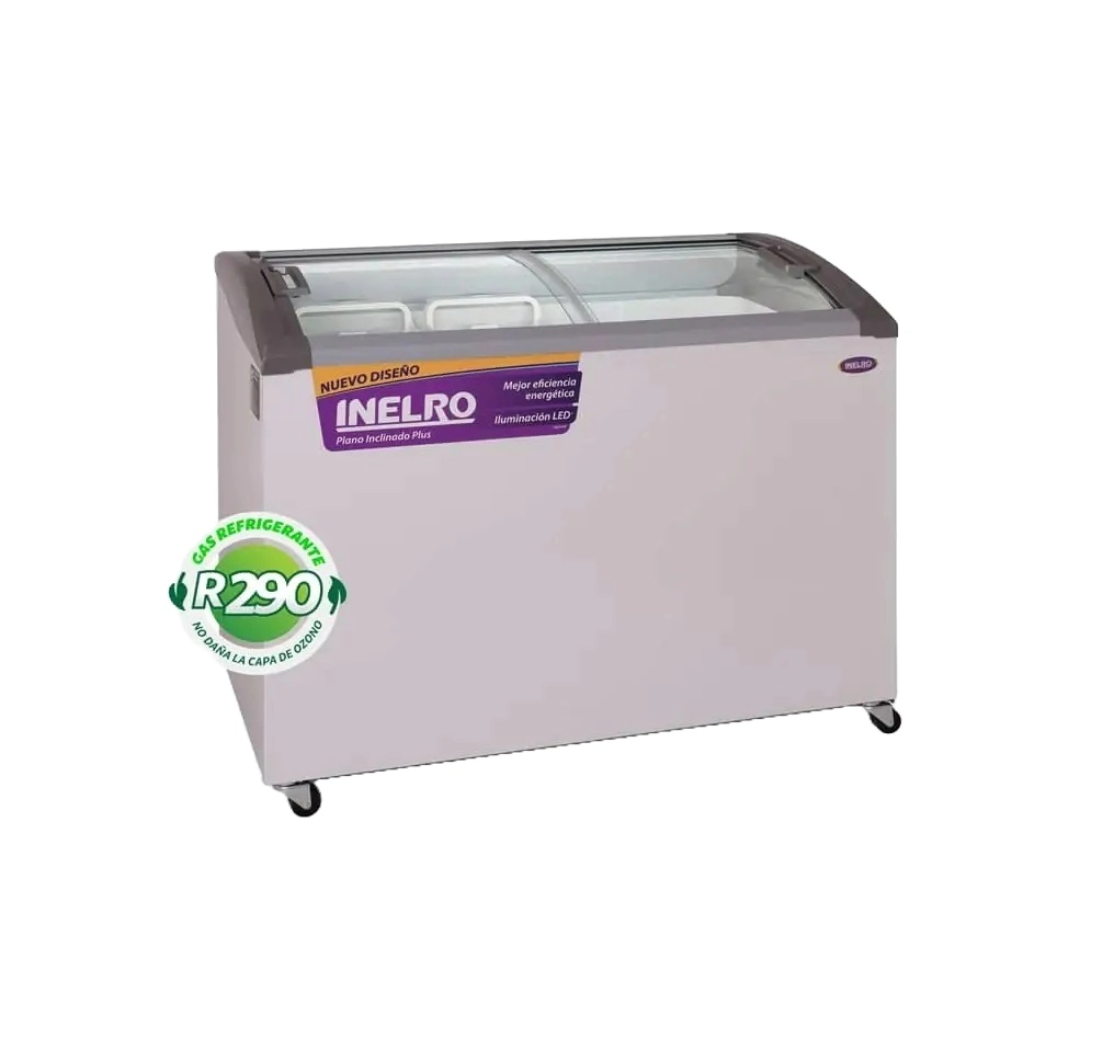 Freezer Inelro FIH-350PI+Gris Tapa Vidrio Curvo  