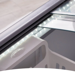 Freezer Inelro FIH-350PI+Gris Tapa Vidrio Curvo