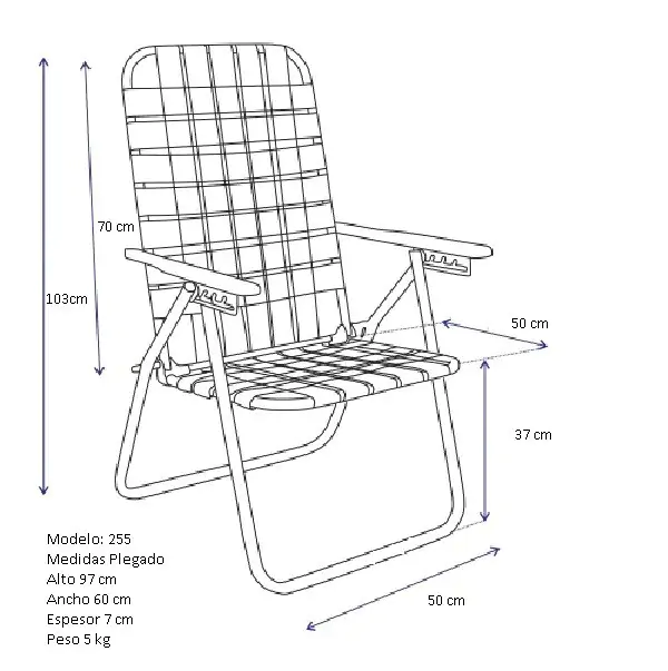 Reposera Eclipse 255 Rojo 7/8  - 4 Posiciones